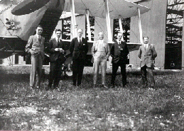 Roy Chadwick and Alliott Verdon-Roe with staff beside the Avro Aldershot at Hamble