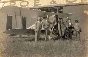 Group photo with an Avro Baby sold to Russia, featuring Alliott Verdon-Roe, Roy Chadwick, and pilots at Hamble