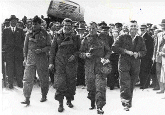 Charles Ulm and Sir Charles Kingsford Smith after a record flight in the 1930s